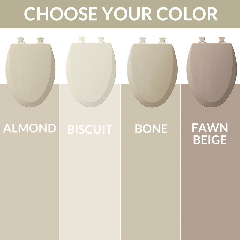 Bemis 500EC Durable Wood Toilet Seat with Easy Clean Hinges, Made in USA, Round, Bone - Image 3